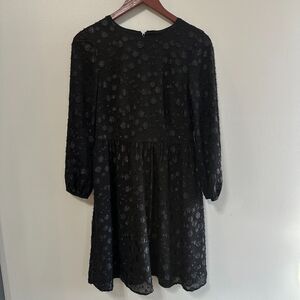 J. Crew Womens 0 Dress Metallic Dot Jacquard Black Long Sleeve Cocktail Midi XS